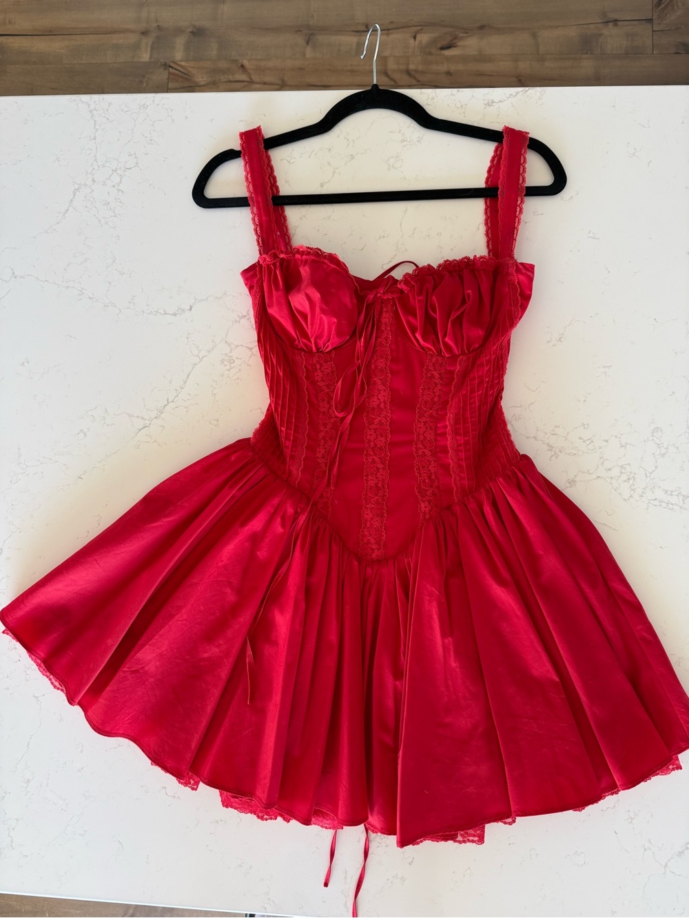 Red Satin Lace Chemise Dress - Women Intimates & Sleepwear
